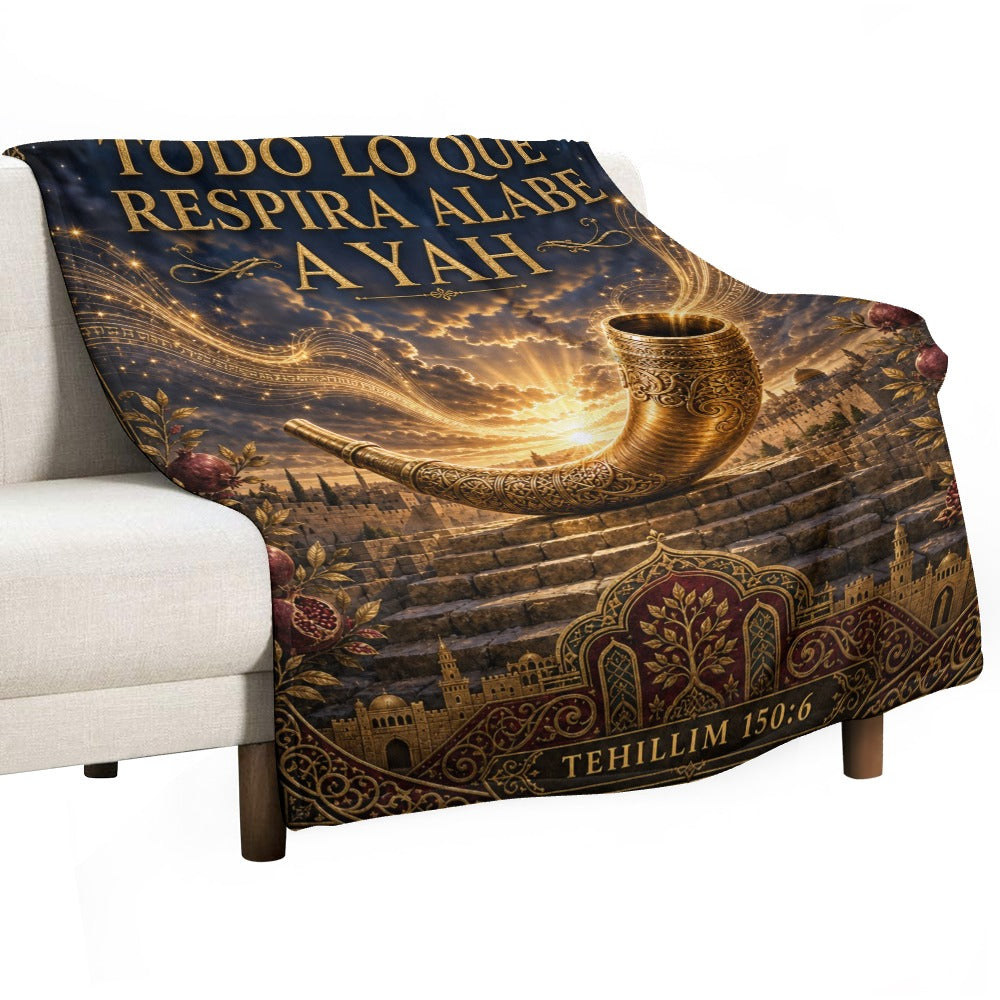 Manta Todo lo que Respira Alabe a Yah – Tehillim 150:6 – 60×80 pulgadas (152×203 cm)