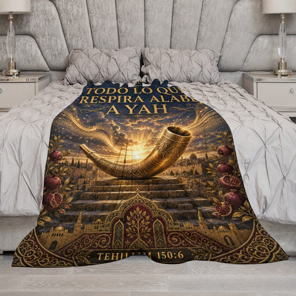 Manta Todo lo que Respira Alabe a Yah – Tehillim 150:6 – 60×80 pulgadas (152×203 cm)