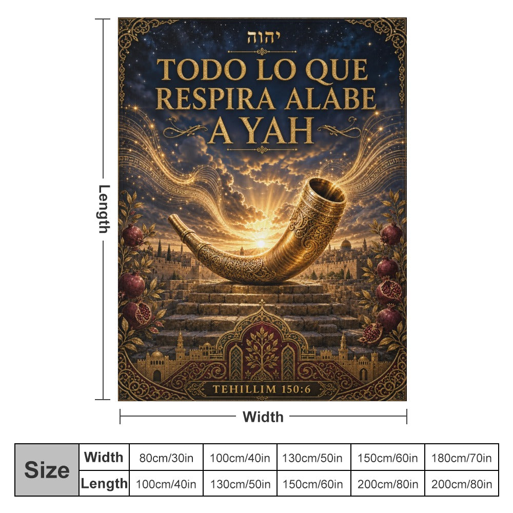 Manta Todo lo que Respira Alabe a Yah – Tehillim 150:6 – 60×80 pulgadas (152×203 cm)