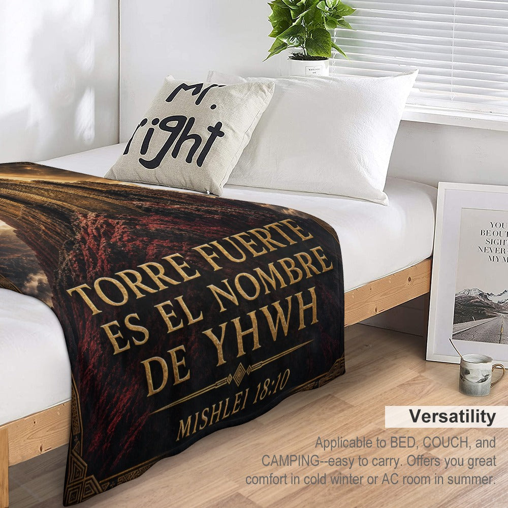 Manta Torre Fuerte es el Nombre de YHWH – Mishlei 18:10 – 60×80 pulgadas (152×203 cm)