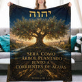Manta Árbol Plantado Junto a Corrientes de Aguas – Tehillim 1:3 – 60×80 pulgadas (152×203 cm)