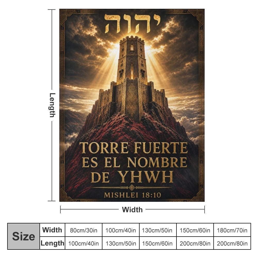 Manta Torre Fuerte es el Nombre de YHWH – Mishlei 18:10 – 60×80 pulgadas (152×203 cm)