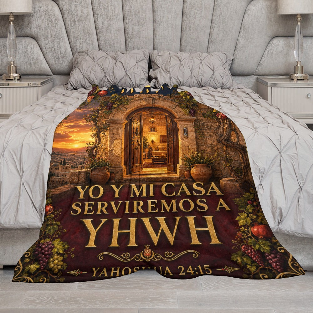 Manta Yo y Mi Casa Serviremos a YHWH – Yahoshua 24:15 – 60×80 pulgadas (152×203 cm)