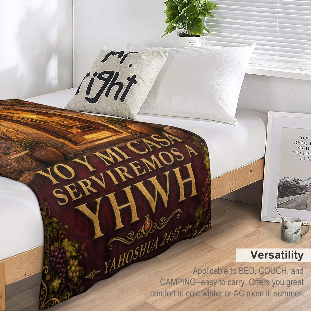 Manta Yo y Mi Casa Serviremos a YHWH – Yahoshua 24:15 – 60×80 pulgadas (152×203 cm)