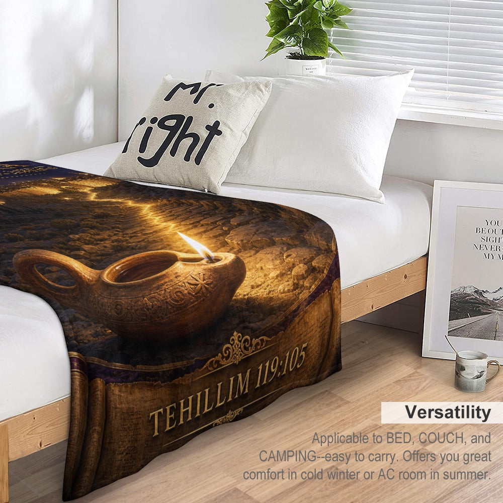 Manta Lámpara a Mis Pies – Tehillim 119:105 – 60×80 pulgadas (152×203 cm)