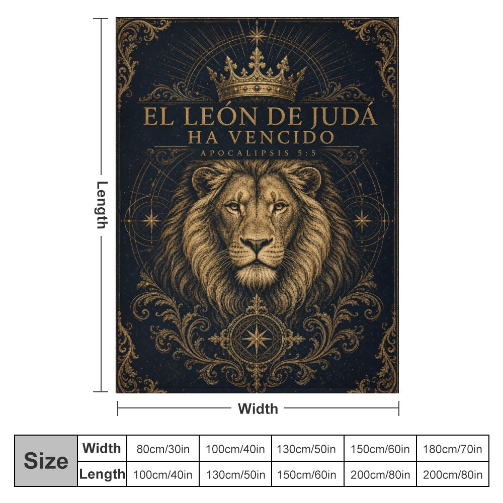 Manta León de Judá Ha Vencido – Apocalipsis 5:5 – Diseño Israelita Mesiánico 60×80