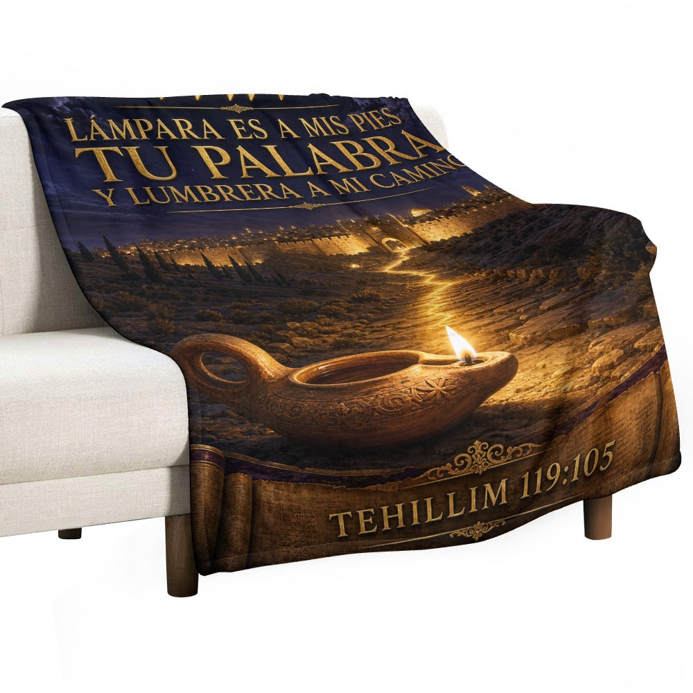 Manta Lámpara a Mis Pies – Tehillim 119:105 – 60×80 pulgadas (152×203 cm)