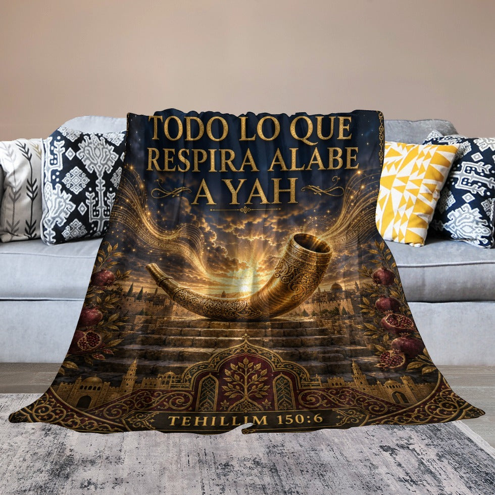Manta Todo lo que Respira Alabe a Yah – Tehillim 150:6 – 60×80 pulgadas (152×203 cm)